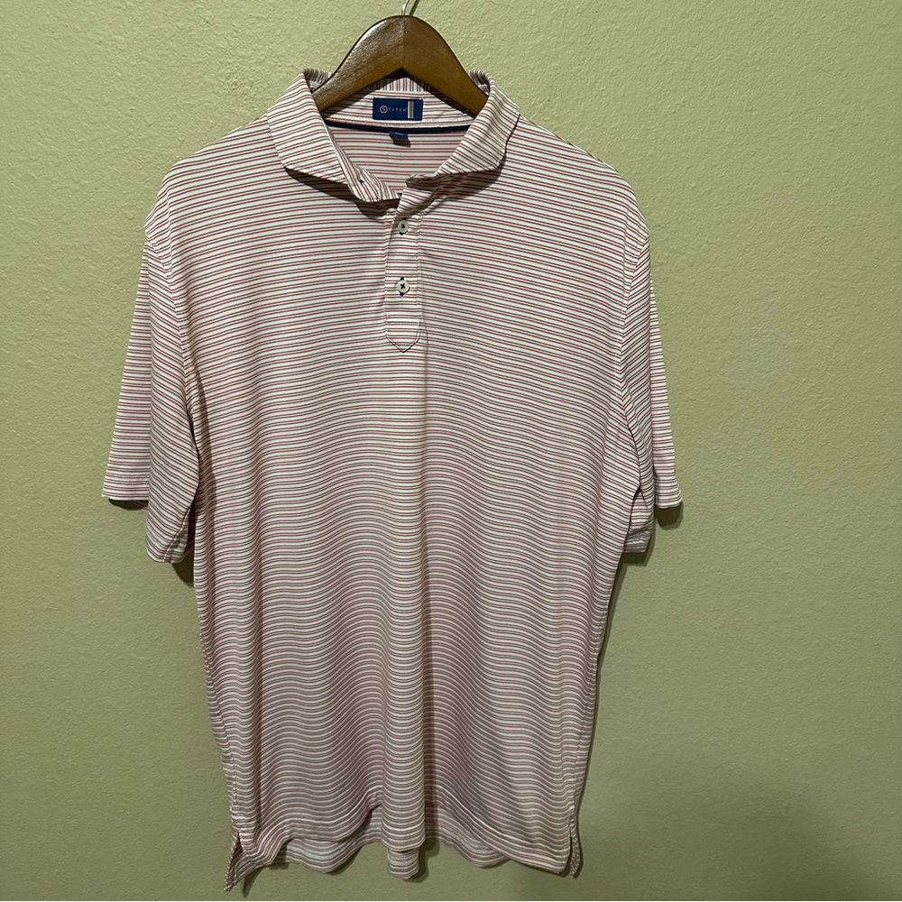 Stitch Golf Men’s Red and White Striped Golf Polo
